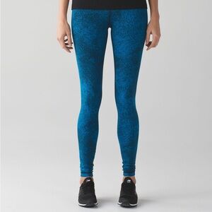Lululemon Wunder Under Pant III Size 12 Luon Spray Jacquard Shocking Blue Black